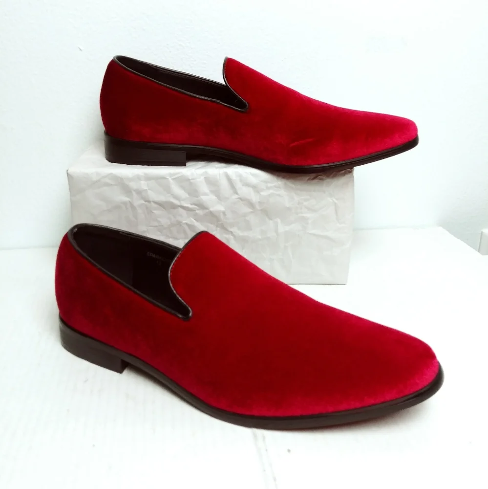 Alberto Fellini Sparko Size 12 Men's Loafers Shoes Red Velour